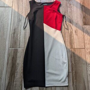 Enfocus Studio Women’s Dress Size 4 Colorblock Black Red White Sheath